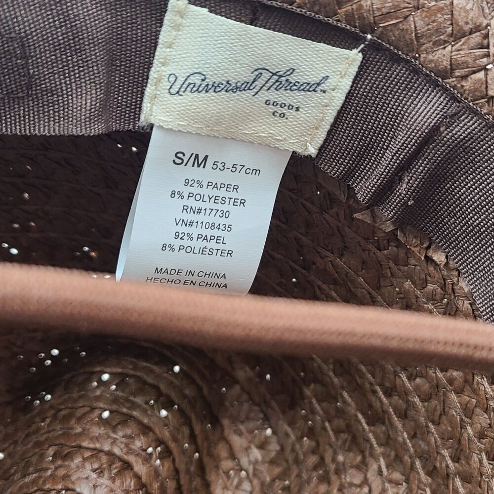 Universal Thread NWT Paper Hand Woven Braided Rancher Hat Open Hole Pattern Boho - Picture 9 of 9
